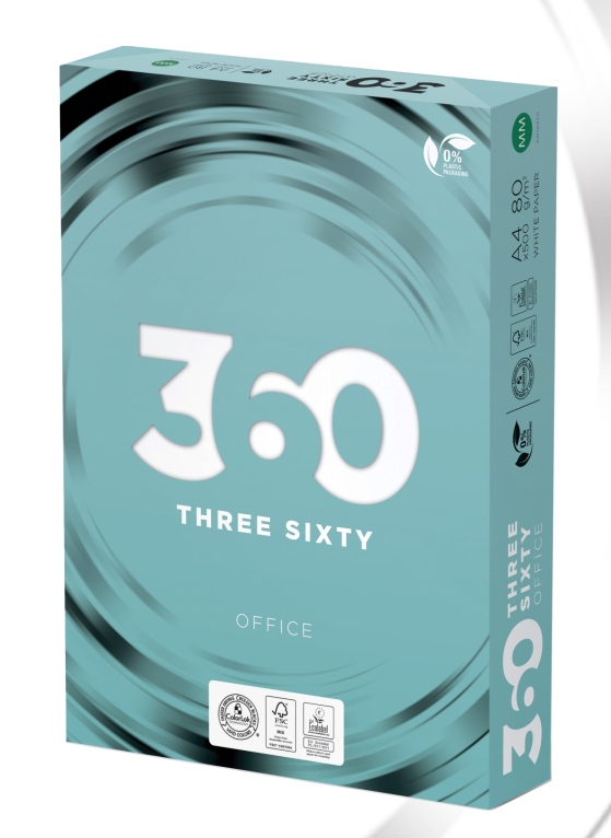 Папір 360 Office 80г/м2, A4, 500л, class C, білизна 153% CIE